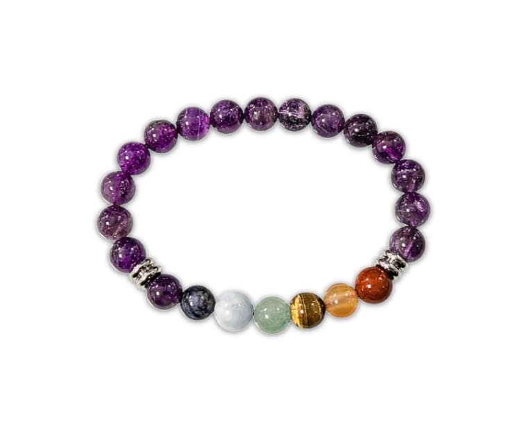 Ametista e 7 Chakras Bracciale perline - 8mm