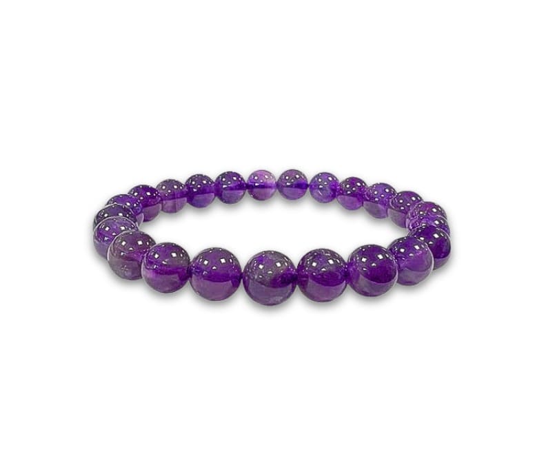Bracciale con perline di ametista - 8 mm